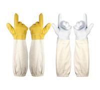 Kronabelle 2 pares de guantes de apicultura, piel de cabra, parte trasera gruesa para protección, flexibles y resistentes, suministros para traje de abeja