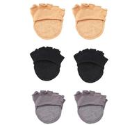 Kronabelle 3 pares de medias medias medias para mujer, almohadillas para antepié, separadores de dedos en algodón, para tacones altos, invisibles, negro, gris y beige