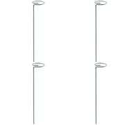 Kronabelle 4 varillas para plantas de jardín, estacas de soporte para plantas de 17.7 pulgadas con bucle superior, estacas verdes para uso en interiores, soporte de flores de hierro para exteriores