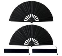 Kronabelle Clacking Fans - 2 abanicos plegables para baile de línea a granel, 64 cm (25.2 pulgadas), plástico acanalado, 2 bolsas para abanicos incluidos, grupos de baile y actuaciones, ideal para