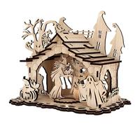 Kronabelle Decoración de mesa de casa de Halloween de 9.5 onzas, 10.9 x 8.8 x 7.5 pulgadas, kit de lámpara de casa fantasma de bruja, rompecabezas de madera 3D, bricolaje para adultos