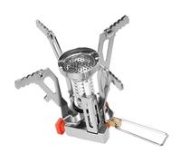 Kronabelle Estufa portátil de camping, mini quemador de butano con encendido piezoeléctrico, estufa de metal ligera de 3000 W, cocina de gas compacta para campamento, soportes dentados para cocinar al