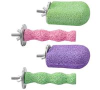 Kronabelle Juego de 4 perchas de resina para pájaros, perchas grandes en forma de calabaza y helado para periquitos, antideslizantes, para cortar uñas para pájaros