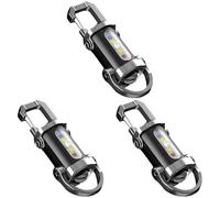 Kronabelle Linterna llavero con cargador de teléfono, 3 mini luces LED recargables para acampar al aire libre, 7 modos, cables USB, 300 mAh, carcasa ABS