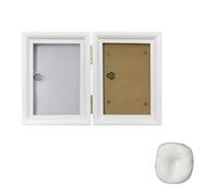 Kronabelle Marco de memoria para mascotas, kit de marco plegable doble blanco con huellas de patas, almohadilla de impresión de arcilla suave, excelente madera con vidrio transparente, regalo