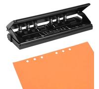 Kronabelle Perforadora de papel negra de 6 agujeros, espaciado ajustable, A4/A5/A6, 6-7 hojas
