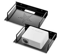 Kronabelle Soporte de aluminio negro para equipos Av, estante multimedia resistente con gestión de cables, soporte de montaje universal para proyector, paquete de 2 estantes de pared para proyector