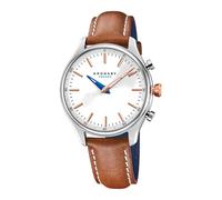 Kronaby Reloj Inteligente Hombre Híbrido de Acero Inoxidable y Cuero Marrón | Analógico Inteligente, Resistente al Agua 10 ATM S3783/1, Control Música, Cuenta Pasos, Notifica y Rechaza Llamadas, Sekel