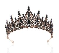 Krone,Black Crown,Tiara Schwarz,schwarze Diadem Damen,Halloween Gothic Kristall,Swan Hochzeit Königin,Prinzessin Queen Vintage,Elegante Elfe FüR Kopfschmuck,KristallTiara-Krone,Princesnenkrone