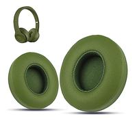 Krone Kalpasmos Almohadillas de repuesto para auriculares Beats Solo 2 y 3 inalámbricos/con cable, cojín de piel de proteína de alta calidad con kits de espuma viscoelástica, excelente y cómoda de instalar, color verde cazador
