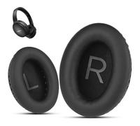 Krone Kalpasmos - Almohadillas de repuesto para auriculares Bose QC45, Bose Quietcomfort 45, espuma viscoelástica de alta densidad de cuero suave, color negro