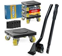 KRONEG Juego de 4 ruedas de transporte para muebles y tecnología Flex-Fit, rodillo de 360 grados, elevador de muebles con asa, 4 reguladores de altura, ideal para muebles pesados de hasta 200 kg