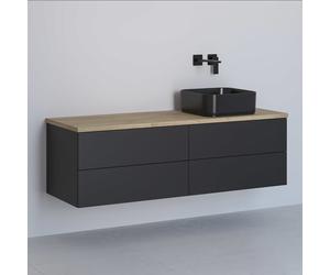Kronenbach Cube armario con encimera 141x48.7x44.5 cm suspendido, para lavabo negro-roble KBWTKOWTL1414SMGH