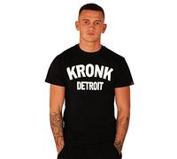 Kronk Camiseta clásica - Logotipo icónico retro de gimnasio - Camisetas de boxeo de algodón de primera calidad para hombre - Ropa deportiva de boxeo informal de ajuste atlético, Detroit Negro Blanco,