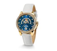 Kronsegler Morgenstern - Reloj de pulsera automático para mujer, color dorado y azul con correa de piel