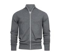 KRONSTADT Chaqueta de punto KSCarlo para hombre con cuello alto y cremallera | Cárdigan de punto fino para hombres, Lt Grey Mix, XL