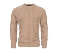 KRONSTADT KSFlynn Cabel Crew Neck Knit Jersey de punto de mezcla de lana | Jersey de invierno para hombre Jersey de punto fino para hombres, Wood Smoke, L
