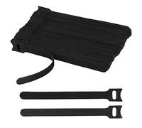 Kronwahl JUEGO DE 100 ataduras de cable reutilizables, negros, autoadhesivos y extra resistentes para una gestión óptima de los cables, bridas cables ajustables y resellables