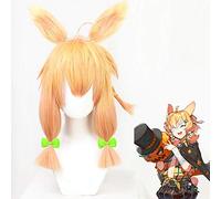 Kroos Cosplay Pelucas Juego Arknights Naranja Amarillo Gradiente Cola de caballo Cabello resistente al calor para la fiesta de Halloween Carnaval Peluca y tocado
