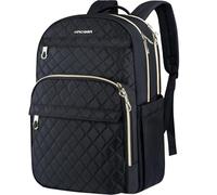 KROSER Mochila para portátil de 15.6 pulgadas con puerto de carga USB, mochila escolar de nailon repelente al agua para viajes, negocios, mujeres, niñas, color negro, Black, 15,6", Mochilas daypack