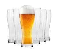 Krosno Chill Vasos de Cerveza 500 ml, Set 6 Piezas - Vasos Altos para Cerveza Lager, Trigo y Artesanal, Cristal Sin Plomo, Diseño Ergonómico, Aptos Lavavajillas, Uso Hogar y Bar