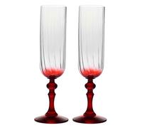 Krosno Copas de champán 200 ml con pie rojo, juego de 2 - para mocktails, Mimosa, Prosecco, Cava y Spritz - cristal sin plomo - aptas para lavavajillas - Bubble Celebration Moments