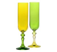Krosno - Copas de colores para champán y prosecco - 2 x 220 ml - Colección Bubble - Naranja y amarillo - Cristal libre de plomo - Pintadas a mano