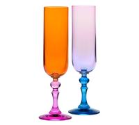 Krosno - Copas de Colores para Champán y Prosecco - 2 x 220 ml - Colección Bubble - Rosa y Naranja - Cristal sin Plomo - Pintadas a Mano