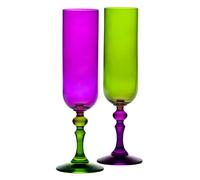 Krosno - Copas de colores para champán y prosecco - 2 x 220 ml - Colección Bubble - Verde y violeta - Cristal libre de plomo - Pintadas a mano