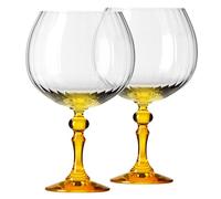 KROSNO Copas de Gin 660 ml con pie amarillo, juego de 2 - para Gin Tonic, Aperol Spritz y Cócteles - sin plomo - aptas para lavavajillas - Bubble Celebration Moments