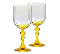 Krosno Copas de vino 300 ml con pie amarillo, juego de 2 - para vino tinto y blanco, mocktails y agua - cristal sin plomo - aptas para lavavajillas - Bubble Celebration Moments