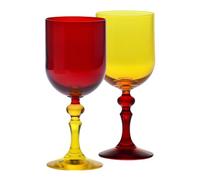 Krosno - Copas de Vino Tinto y Blanco de Colores, Mocktails y Agua - 2 x 300 ml - Colección Bubble - Naranja y Rojo - Cristal sin Plomo - Pintadas a Mano