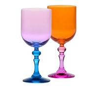 Krosno - Copas de Vino Tinto y Blanco de Colores, Mocktails y Agua - 2 x 300 ml - Colección Bubble - Rosa y Naranja - Cristal sin Plomo - Pintadas a Mano