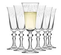 Krosno - Copas para Champán y Prosecco 165 ml - Juego de 6 unidades - Colección Krista Deco - Cristal sin Plomo - Diseño Clásico con Motivo Transparente