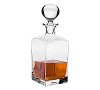 Krosno Decantador/garrafa para whisky y ron con tapón | 1000 ml | Colección Caro | Caja regalo con copa de brandy y botella de agua | Para casa, restaurantes y cocina | Cristal sin plomo