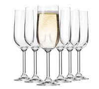 Krosno GEMA - Copas de champán y champán | Diseño clásico | Juego de 6 | 210 ml | Vaso con copa ancha | Cristal transparente | Para el hogar, restaurante y fiestas | Apto para lavavajillas