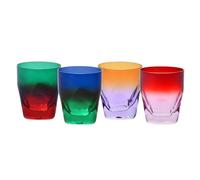 Krosno - Vasos de whisky, Cócteles y Bebidas 260 ml - Set de 4 unidades en 4 colores únicos - Colección Aurora - Cristal sin Plomo - Pintados a Mano