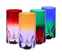Krosno - Vasos para Bebidas, Agua y Zumos 300 ml - Set de 4 unidades en 4 colores diferentes - Colección Aurora - Cristal sin Plomo - Pintados a Mano