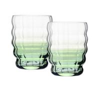 KROSNO Vasos para matcha y té, juego de 2, 400 ml, colección Matcha Moments - Degradado verde, cristal sin plomo - Vasos modernos para bebidas calientes, aptos para lavavajillas