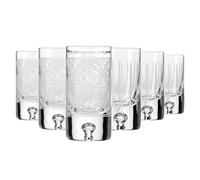 Krosno - Vasos para vodka, licor y licores caseros de 50 ml, juego de 6 piezas - Cristal - 2 diseños de corte - Hechos y tallados a mano - Colección Saga - Ideal como regalo
