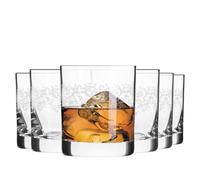 Krosno - Vasos para Whisky 350 ml - Juego de 6 unidades - Colección Krista Deco - Cristal sin Plomo - Diseño Clásico con Motivo Transparente
