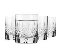 Krosno - Vasos para whisky, bourbon y escocés de 250 ml - Juego de 4 piezas - Colección Saga - Cristal tallado - Hechos a mano - Ideal como regalo