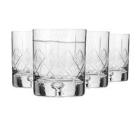 Krosno - Vasos para whisky, bourbon y escocés de 250 ml - Juego de 4 piezas - Colección Saga - Cristal tallado - Hechos a mano - Ideal como regalo