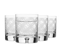 Krosno - Vasos para whisky, bourbon y escocés de 250 ml - Juego de 4 piezas - Colección Saga - Cristal tallado - Hechos a mano - Ideal como regalo
