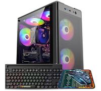 Kroteaup Computadora de escritorio para videojuegos, AMD Ryzen 5 5500 hasta 4.2GHz, Radeon RX 590 8G, 16G DDR4, 1TB SSD, WiFi 6, RGB Fan x5, Torre Computadoras Windows 11 Home
