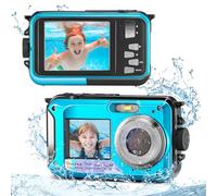 Krovtoy Cámara Acuatica Cámara Digital a Prueba de Agua,Full HD 2.7K 48MP Sumergible Zoom Digital 16X Acuatica Niños Duales antivibración para bucear con esnórque