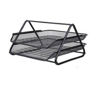 KROWN - Bandeja Organizadora de Escritorio Metalico, 2/3 Niveles para Folios, Hojas, Documentos, Oficinas, Bandeja de Cajón Fichero Estante, A4, Uso en Casa u Oficina, Color Negro (2 Niveles)