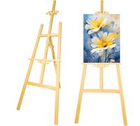 KROWN - Caballete de Pintura de Madera 150 cm, Ajustable y Plegable, Ideal para Arte, Decoración, Bodas y Uso Infantil o Adulto, Soporte para Lienzos Grandes y Pequeños