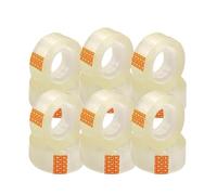 KROWN - Cinta Adhesiva, Celo Transparente 12/24 / 12 Uds. Para escuela, Cinta de Celofan, Suministros de Oficina, Cintas Papelería, Fixo, Pack Ahorro / 18mm x 35m (12 Rollos)
