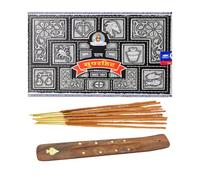 KROWN - Kit Incienso Super Hit + Porta Inciensos, Super Hit Caja Grande Negro 12 Paquetes de 15 g Cada uno, Total 180 g.